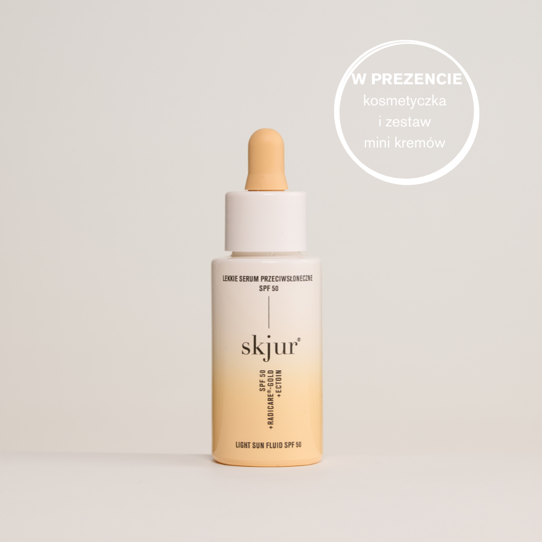 skjur® lekkie serum przeciwsłoneczne SPF 50 - 30 ml + PREZENT kosmetyczka i zestaw mini kremów